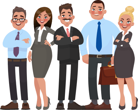 Animated group of business professionals